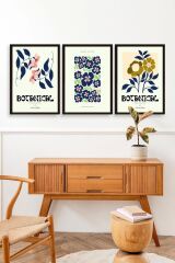 Botanik Üçlü Ahşap Çerçeveli Tablo 50 x 70