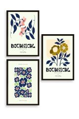 Botanik Üçlü Ahşap Çerçeveli Tablo 50 x 70