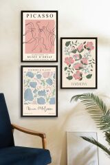 Ünlü Tablolar Üçlü Ahşap Çerçeveli Tablo 50 x 70