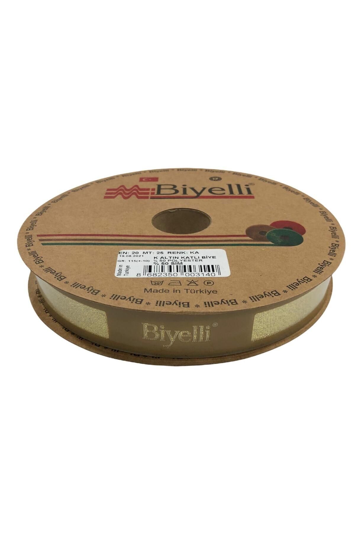 Biye Simli Katlı Ka Altın 2 cm 25 Metre %50 Simli % 50 Polyester