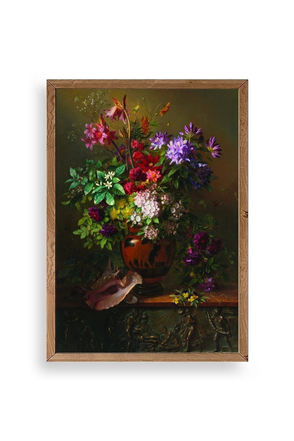 Çiçekler Ahşap Çerçeveli Tablo 50 x 70