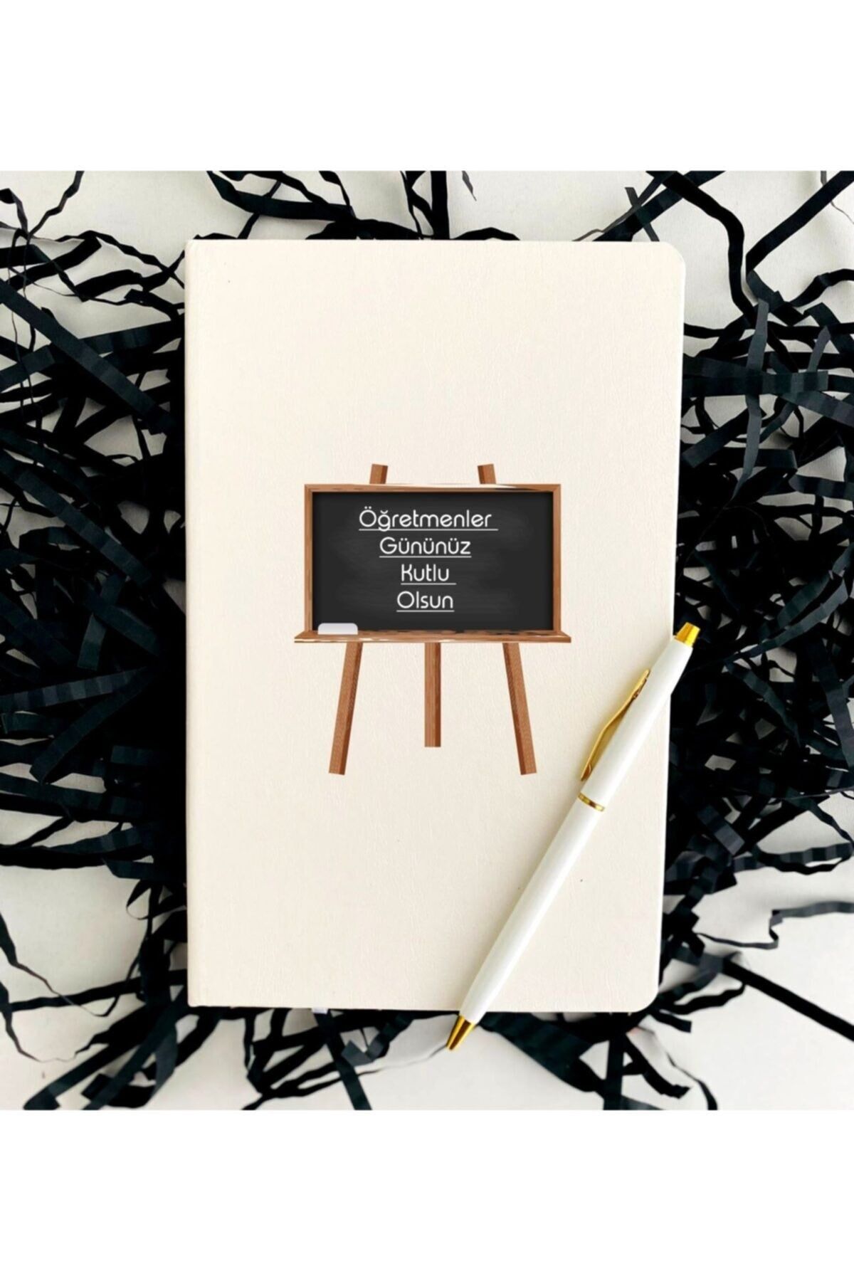 Öğretmenler Günü Okul Tahtası Model Defter Kalem Seti - Beyaz