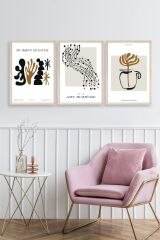 Modern Üçlü Ahşap Çerçeveli Tablo 50 x 70