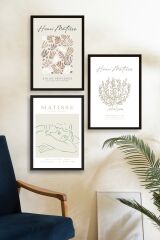 Matisse Üçlü Ahşap Çerçeveli Tablo 40 x 60