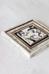 Çiçek Çerçeveli Taş Tablo , Çerçeveli Taş Duvar Dekoru-enkcrcvtbl-00155 20 cm