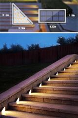 BUFFER® 8 Adet Üçgen  Güneş Enerjisi ile Şarj Olan Dış Mekan Solar Basamak Köşe Lambası