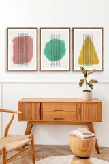 Şekiller Kare Üçgen Üçlü Ahşap Çerçeveli Tablo 17 x 23