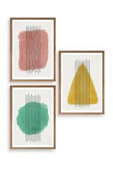 Şekiller Kare Üçgen Üçlü Ahşap Çerçeveli Tablo 50 x 70