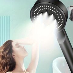 BUFFER® 5 Fonksiyonlu Yüksek Basınçlı Ayarlanabilir Siyah Duş Başlığı