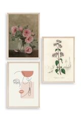 Çiçek Üçlü Ahşap Çerçeveli Tablo 23 x 30