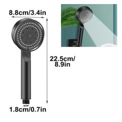 BUFFER® 5 Fonksiyonlu Yüksek Basınçlı Ayarlanabilir Siyah Duş Başlığı