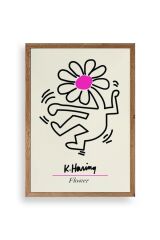 Soyut Çiçek Adam Ahşap Çerçeveli Tablo 50 x 70