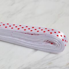 Loren Crafts 1cm 10 mt Beyaz Saten Puantiyeli Kurd