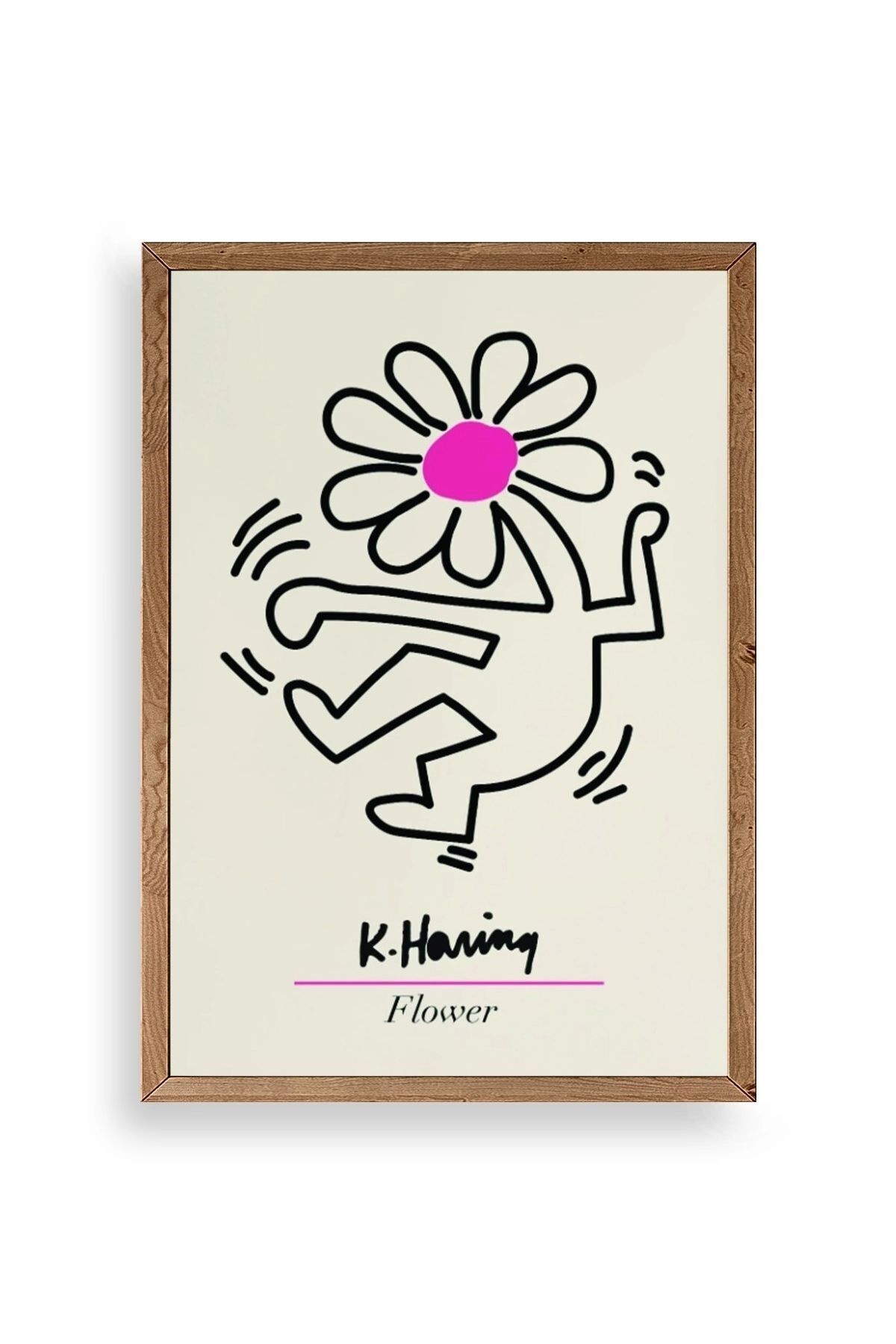 Soyut Çiçek Adam Ahşap Çerçeveli Tablo 23 x 30