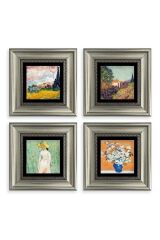 Van Gogh 4 lü Set Çerçeveli Taş Tablo 20 cm