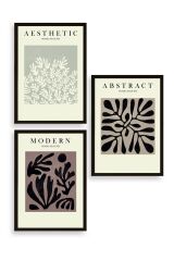 Modern Üçlü Ahşap Çerçeveli Tablo 23 x 30