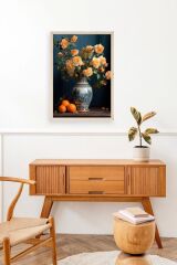 Çiçekli Vazo Ahşap Çerçeveli Tablo 30 x 42