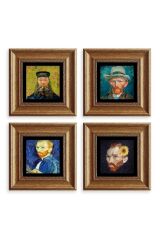 Van Gogh 4 lü Set Çerçeveli Taş Tablo 20 cm