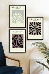 Modern Üçlü Ahşap Çerçeveli Tablo 50 x 70