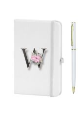 W Harfi Çiçek Desen Baskılı Defter