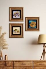 Van Gogh 3 lü Set Çerçeveli Taş Tablo 20 cm