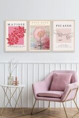 Ünlü Tablolar Üçlü Ahşap Çerçeveli Tablo 30 x 40