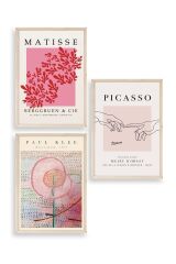 Ünlü Tablolar Üçlü Ahşap Çerçeveli Tablo 40 x 60