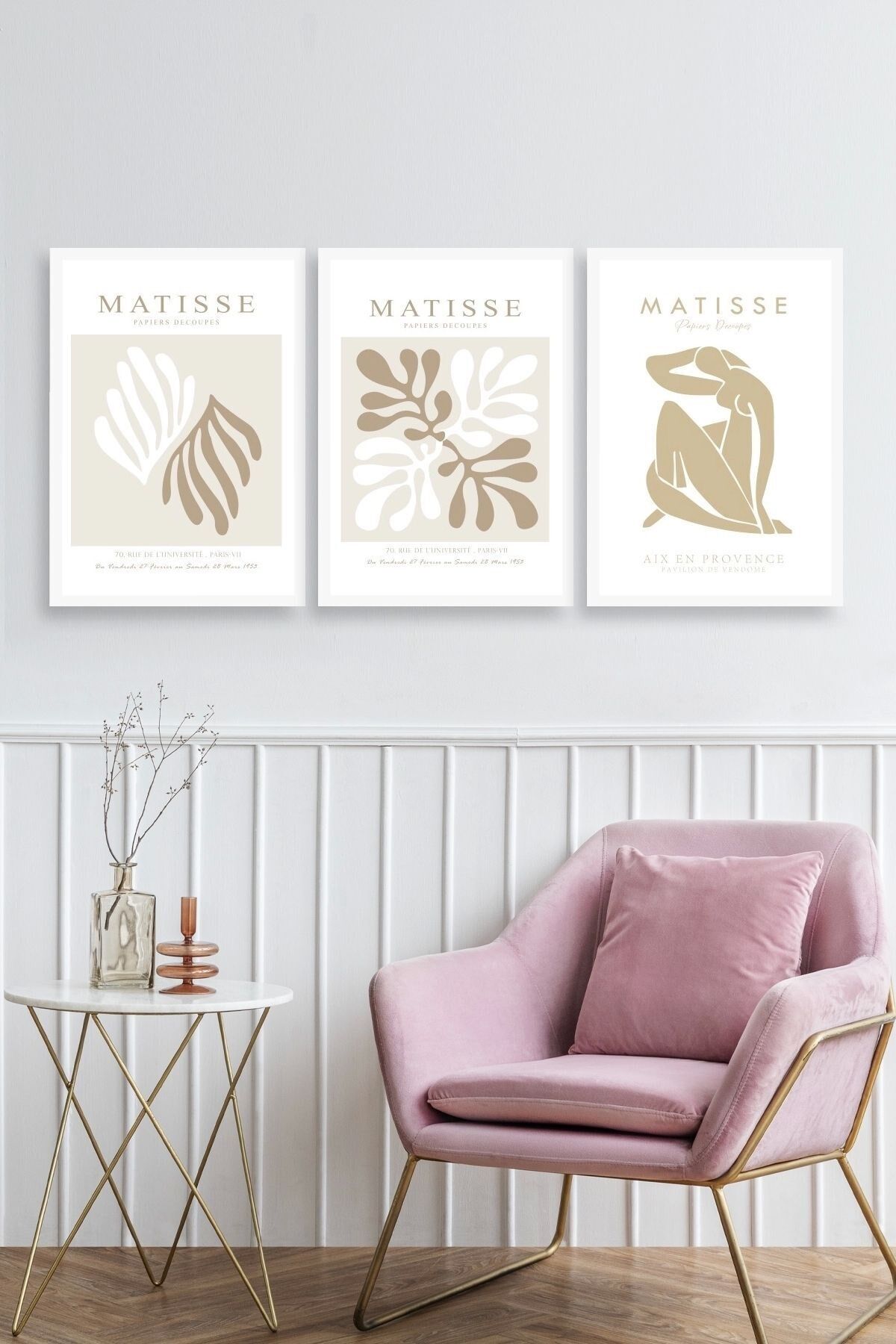 Matisse Üçlü Ahşap Çerçeveli Tablo 50 x 70