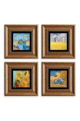 Van Gogh 4 lü Set Çerçeveli Taş Tablo 20 cm