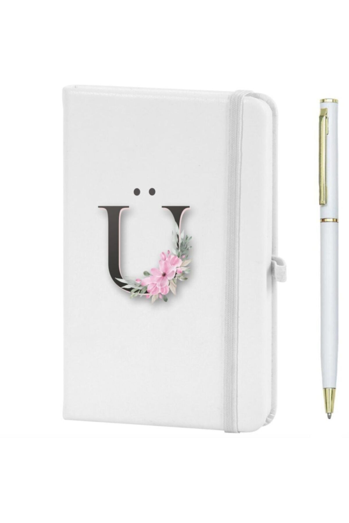 Ü Harfi Çiçek Desen Baskılı Defter