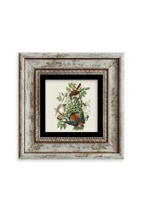 Kuş ve Yapraklar Çerçeveli Taş Tablo 20 cm