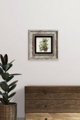 Kuş ve Yapraklar Çerçeveli Taş Tablo 20 cm