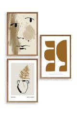 Modern Üçlü Ahşap Çerçeveli Tablo 23 x 30