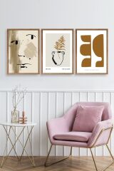 Modern Üçlü Ahşap Çerçeveli Tablo 30 x 40