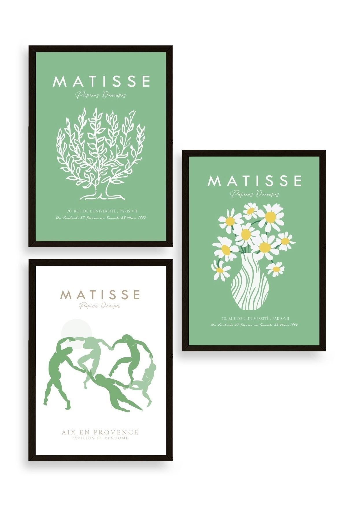 Matisse Üçlü Ahşap Çerçeveli Tablo 40 x 60