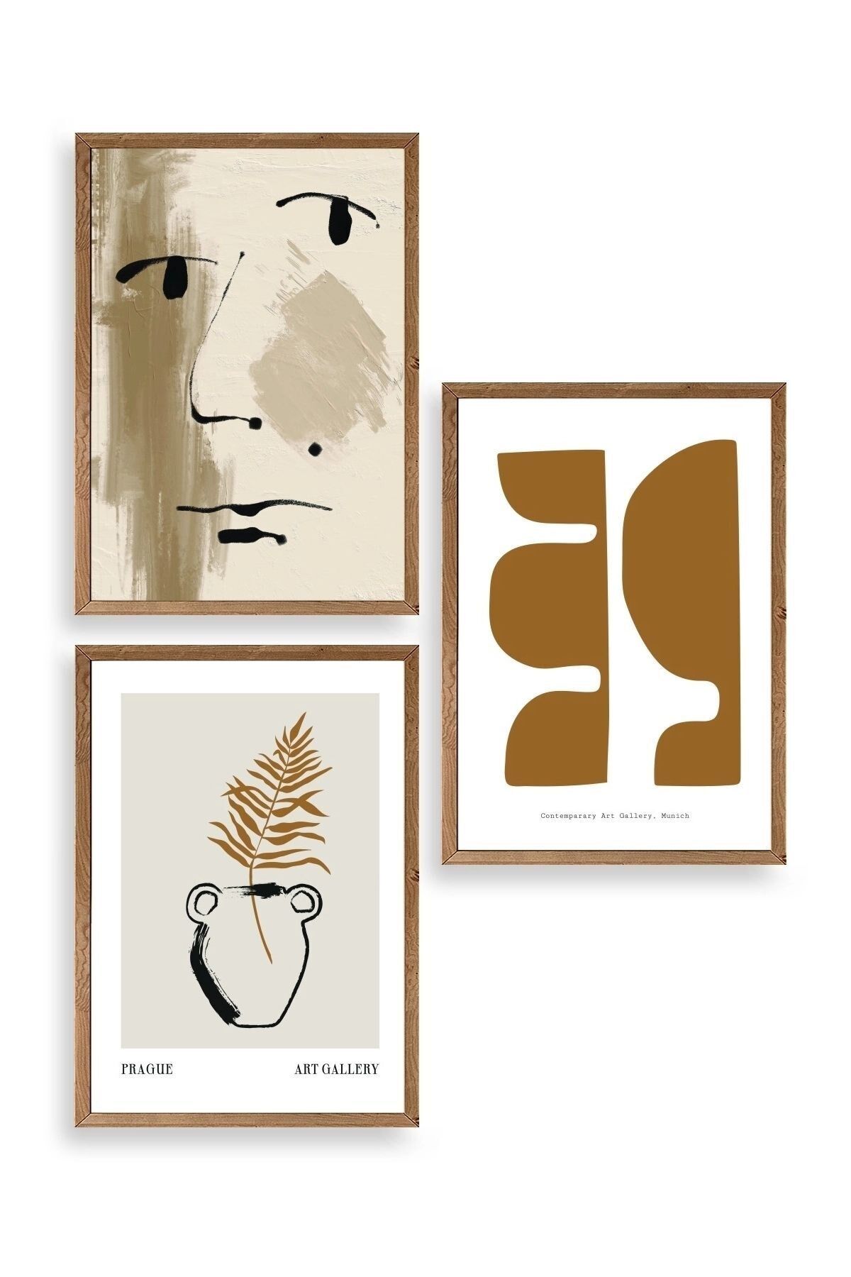 Modern Üçlü Ahşap Çerçeveli Tablo 50 x 70