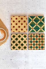 Geometrik Şekiller Taş Bardak Altlığı