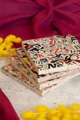 Alfabe 4'lü Taş Bardak Altlığı