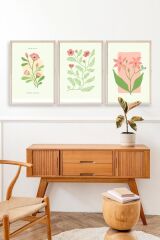 Botanik Üçlü Ahşap Çerçeveli Tablo 50 x 70