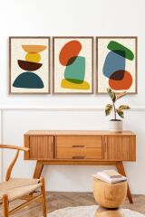 Rahatlatıcı Desenler Üçlü Ahşap Çerçeveli Tablo 23 x 30