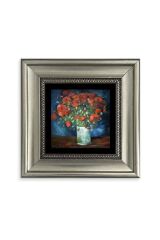 Van Gogh Çiçekli Vazo Çerçeveli Taş Tablo 20 cm