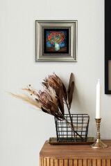Van Gogh Çiçekli Vazo Çerçeveli Taş Tablo 20 cm
