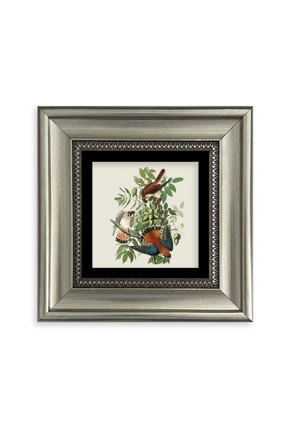 Kuş ve Yapraklar Çerçeveli Taş Tablo 20 cm