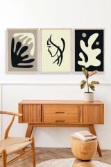 Soyut Üçlü Ahşap Çerçeveli Tablo 40 x 60