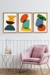 Rahatlatıcı Desenler Üçlü Ahşap Çerçeveli Tablo 30 x 42