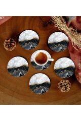 6 Adet Desenli Mdf Bardak Altlığı