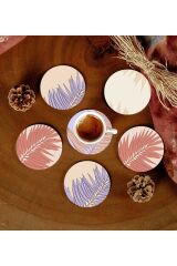 6 Adet Desenli Mdf Bardak Altlığı