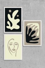 Soyut Üçlü Ahşap Çerçeveli Tablo 50 x 70