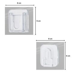 BUFFER® Eşya Sabitleme Askısı 10 Çift Şeffaf Çift Taraflı Yapışkanlı Geçmeli Klips