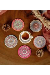 6 Adet Çini Tasarımlı Mdf Bardak Altlığı